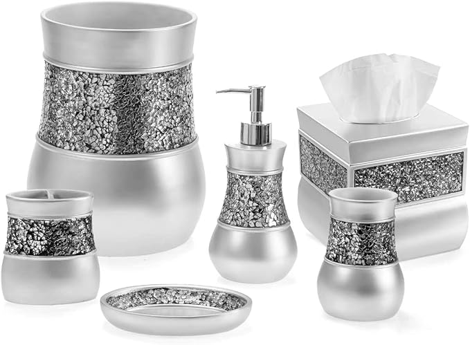 Creative Scents Crackled Glass Soap Dish for Bathroom, Decorative Dry Bar Soap Holder, Best Dishes for Sink/Bath/Shower Decor.