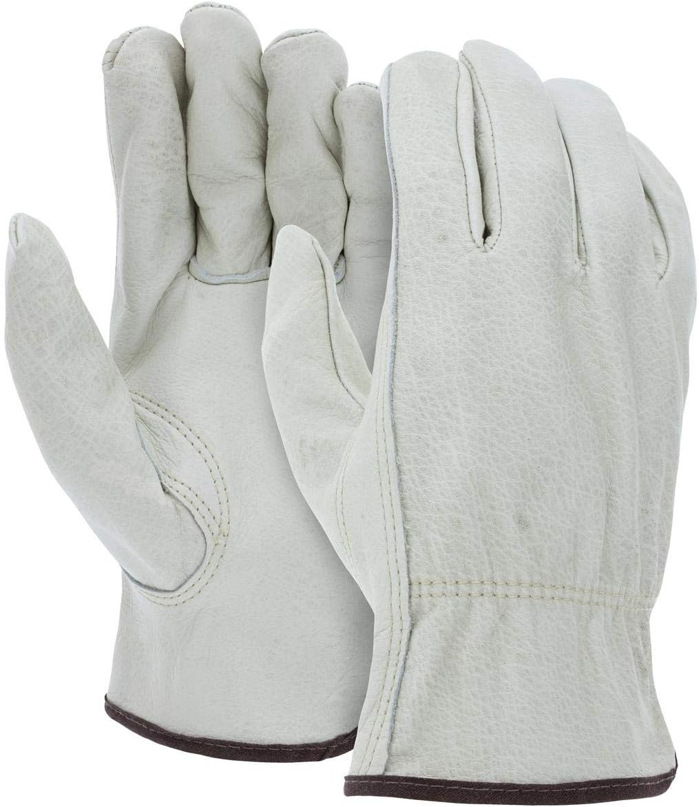 ATERET 12 Pairs Medium Heavy Duty Durable Cowhide Leather Work Gloves I Driver Gloves for Truck Driving, Warehouse, Gardening, Farming