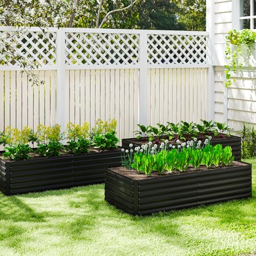 8x4x3ft Outdoor Metal Raised Garden Bed (2 Count)