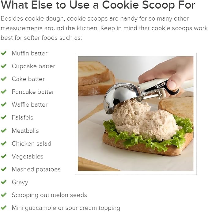 3-Pack Portion Disher Scoop Set | Round Stainless Steel Multipurpose Kitchen Scoops for Cookie Dough, Ice Cream, Baking, Batter, Meatballs, Rice, and Melon Balls (1.25-2.75-4 oz (#30-#16-#8))