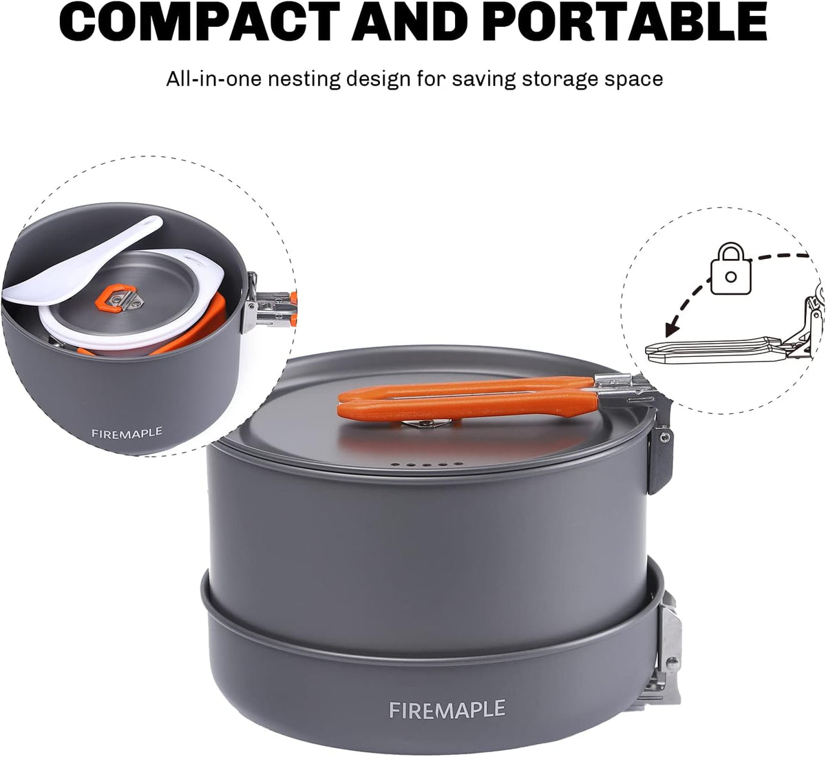 Fire-Maple Feast 4 Piece Camping Cookware Cookware Cookware Kit Outdoor Cookware Set with Pots, Kettle, Saucepans and Spatula for Hiking Fishing Picnic