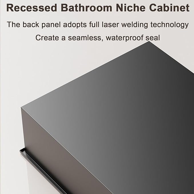 Hidden Trash Can Cabinet, Stainless Steel Recessed Bathroom Shower Niche, Waterproof Wall Niche Toilet Tissue Holder, Built-in Trash Can Alcove Toiletries Storage Rack