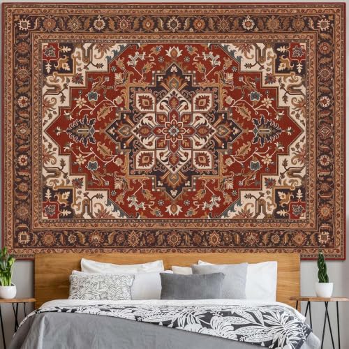 Vintage Floral Tapestry Wall Hanging Hippie Indian Bohemian Mandala Tapestry Aesthetic Retro Oriental Brown Small Tapestries for Mural Bedroom Living Room Dorm Decor 60 x 44 Inch