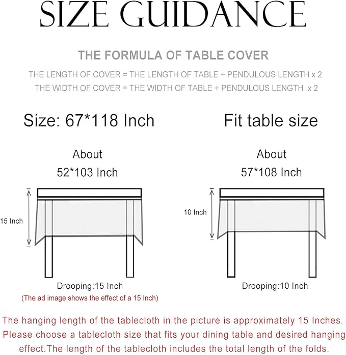 patdrea Designer French Linen Extra Long Tablecloth for Rectangle Table,Beige Anti-Wrinkle Floral Farmhouse Table Cloth,Decor Covers for Kitchen Dining,Party,Christmas,Thanksgiving,67"x118"-Fram