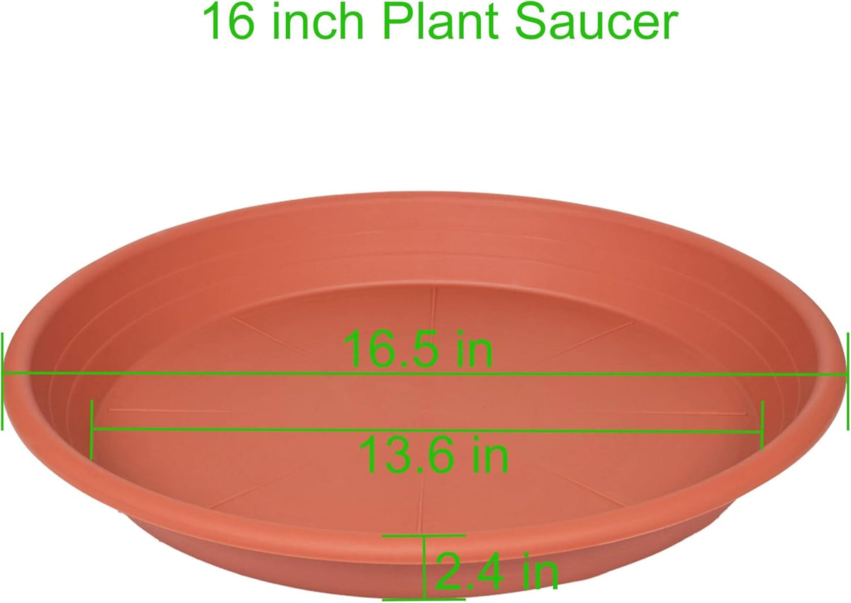 4 Pack of 16 inch Plant Saucer, Large Plant Tray, Heavy Sturdy Plant Drainage Tray for Indoors, Bird Bath Bowls, Sturdy Plastic Pot Tray for Planter 14 15 16"(Black)