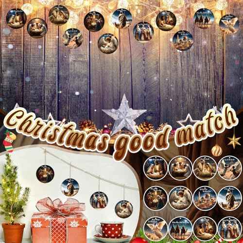 60 Pcs Christmas Ornaments Nativity Scene Wooden (60 Count)