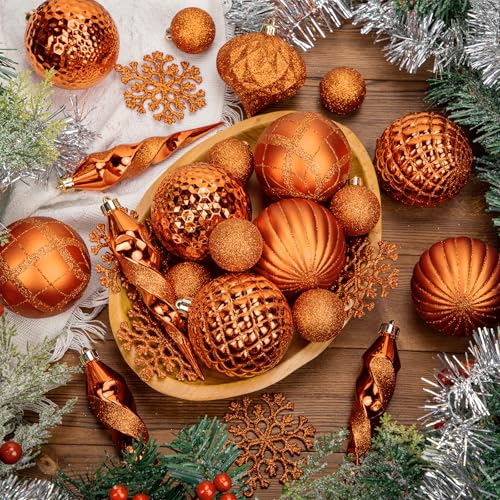 50PCS Christmas Tree Ornaments Set with Shatterproof Christmas Balls Icicle Snowflake Hanging Ornaments for Home Office Farmhouse Decorations (50 Count)