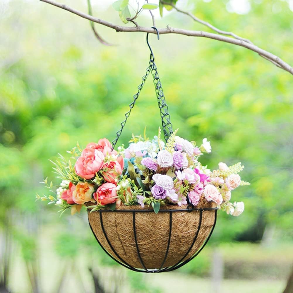 4PCS Hanging Basket Liner Coco Liner for Hanging Basket12 Inch Round Plant Basket Liners Coco Fiber Liner for Planters Coconut Coir Liner Flower Pot for Hanging Basket