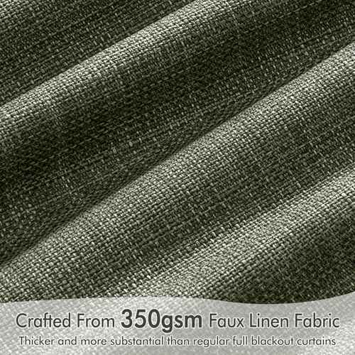100% Blackout Back Tab Pleat Linen Curtains 50" Wx96 L (2 Count)