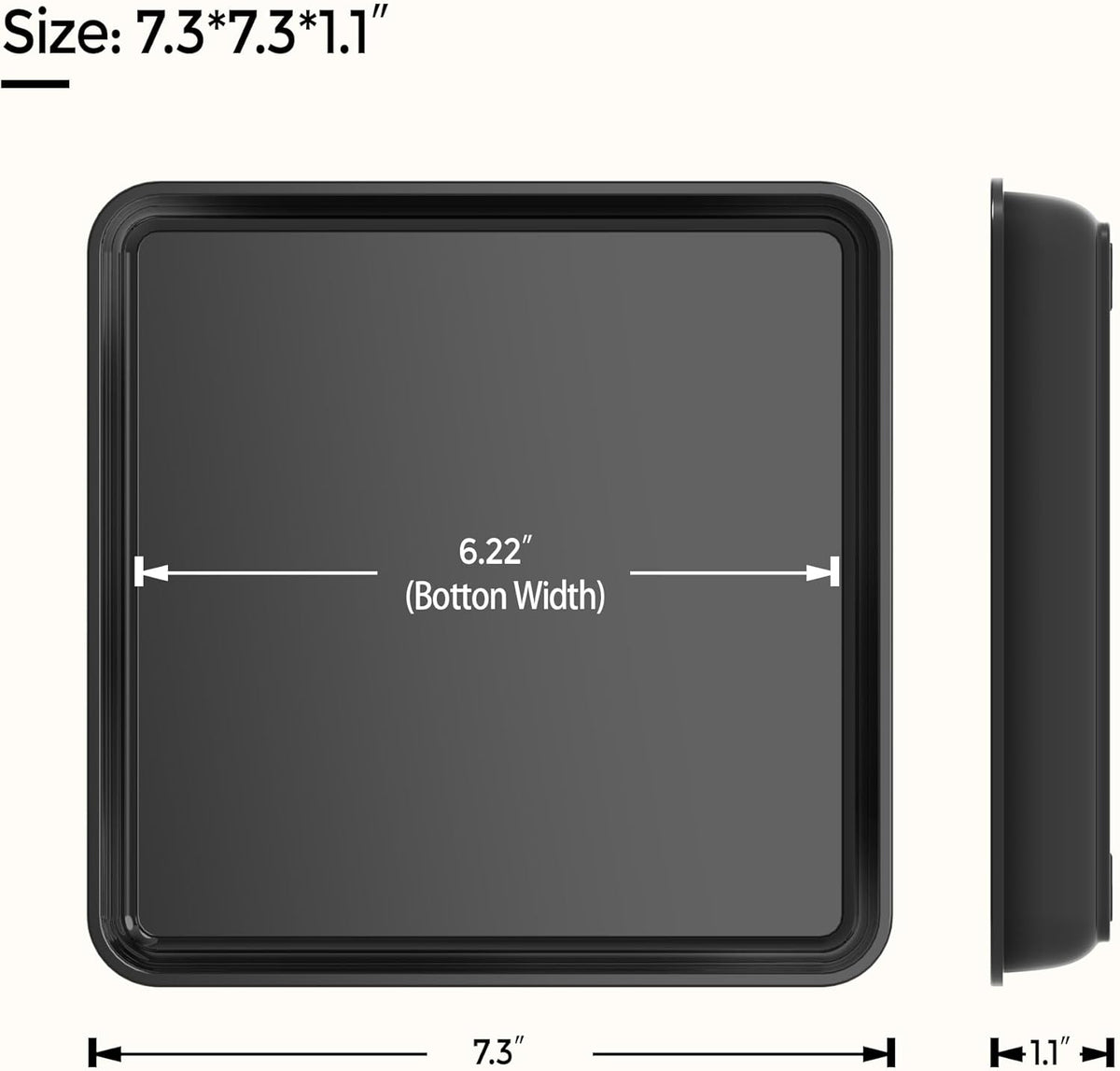 WAYNHUI Squared Plant Saucer 6/8/10/12/14/16/18Square Plastic Basin Tray Large/Small Water Receiving Tray (Black 6inch 5pack)