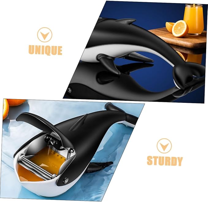 SHOWERORO Whale Manual Citrus Juicer Portable Hand Press Fruit Squeezer for Oranges Lemons Grapefruits Design Decorative Kitchen Countertop Accessory