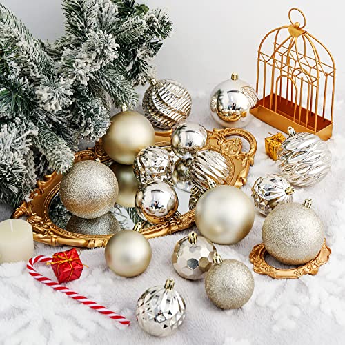 24ct Champagne Christmas Ornaments for Tree Decorations (24 Count)