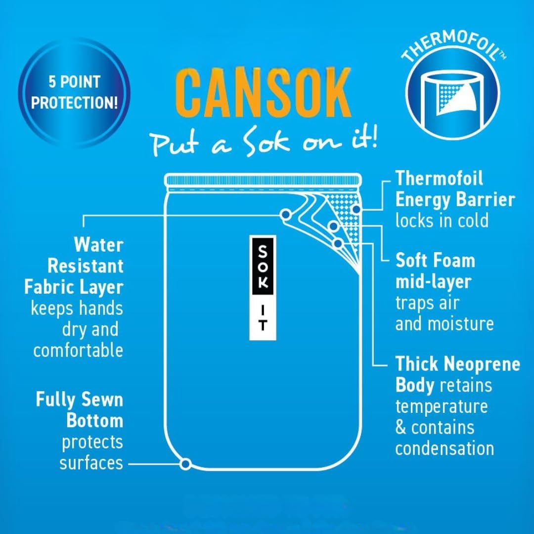 Sok It CanSok Sleeve for Beer & Soda Insulated Neoprene Cover (Tropical Blooms, 12oz Slim Can Sleeve)