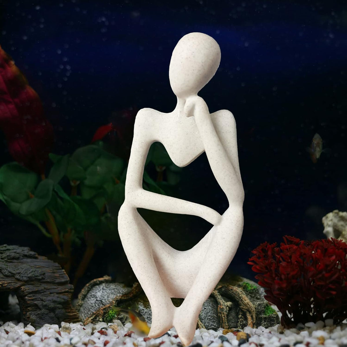 Dnoifne The Thinker Sculpture, Aquarium Ornaments, Abstract Sculpture Statue, Gift Art Decorative, Home Decor Figurine (Left, Large)