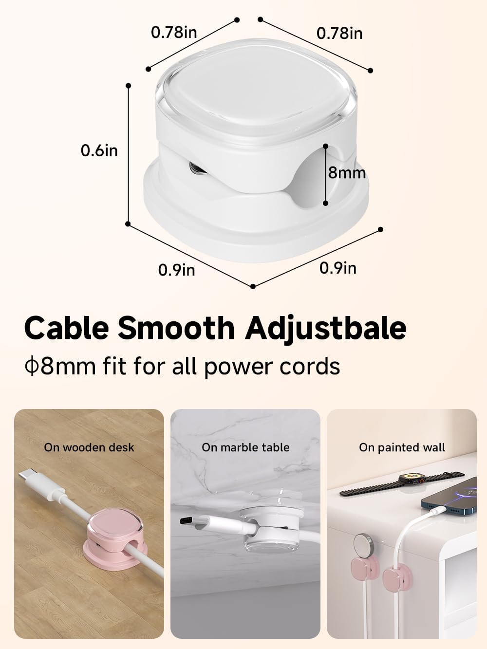 Magnetic Cable Clips, Adjustable Cord Holder Management, Adhesive Wire Keeper Organizer for Home Office Desk Phone PC Car Wall Desktop Nightstand Appliance (9-PCS White & Purple)