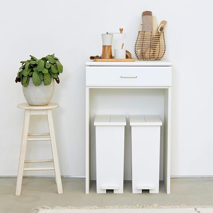 Shirai BRM-9060H WH Bearmo Trash Can Top Rack, Cooktop, White, Width 23.2 inches (58.6 cm), Height 35.6 inches (90.9 cm), Depth 16.5 inches (41.8 cm)