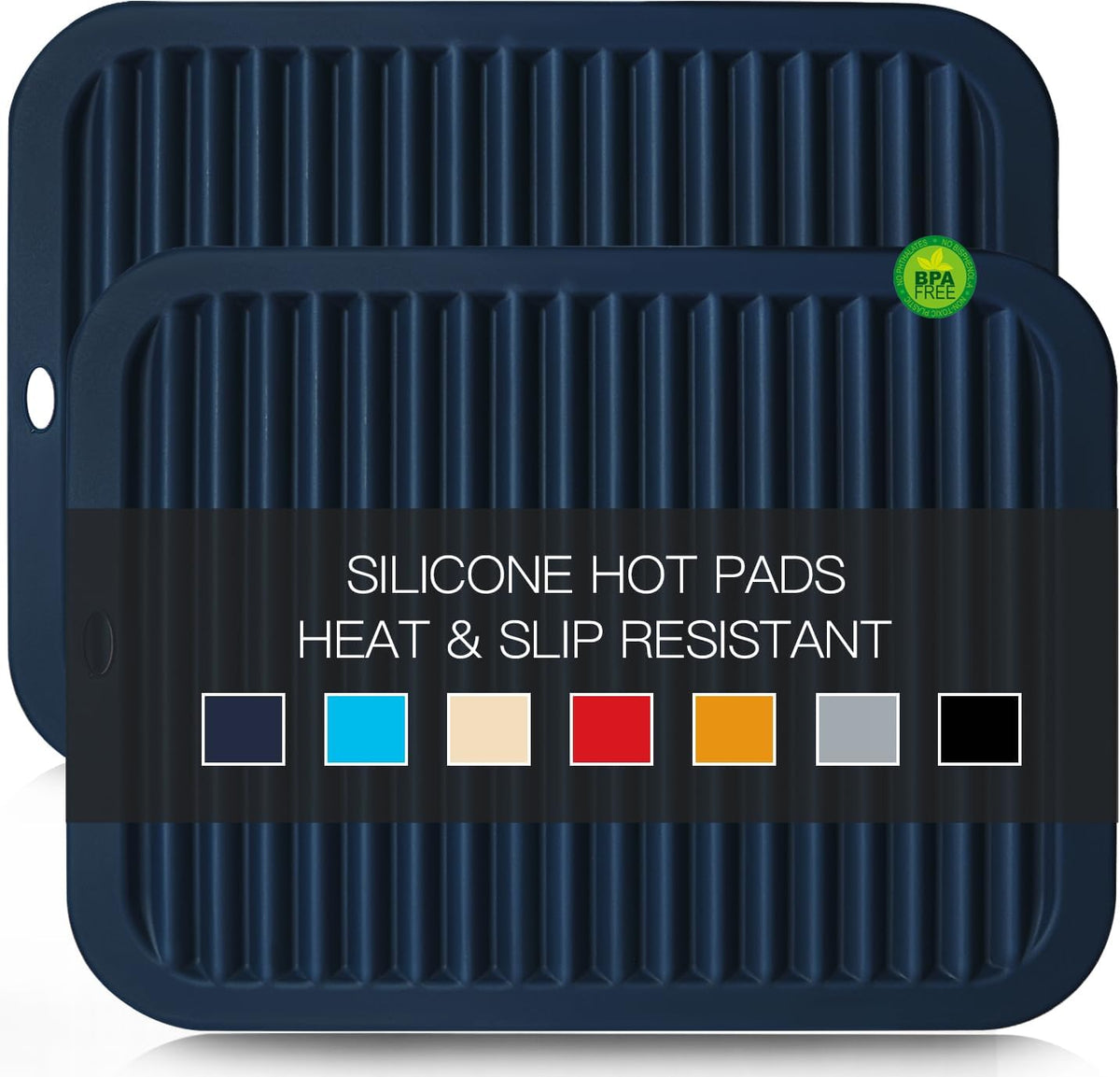 Silicone Mats for Kitchen Counter, 9x12'' Trivets for Hot Pots and Pans, Navy Blue Silicone Trivets for Hot Dishes, Protect Table Quartz Countertops