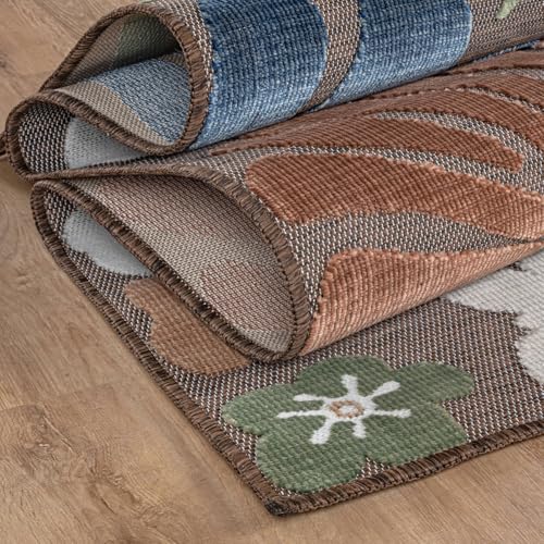 Outdoor Rug 9x12 Large Modern Floral Tropical Area Rugs for Outdoor and Indoor Patio Easy to Clean Non Shedding Living Room Porch Garden Washable Outside Carpet (108 Sq Ft)