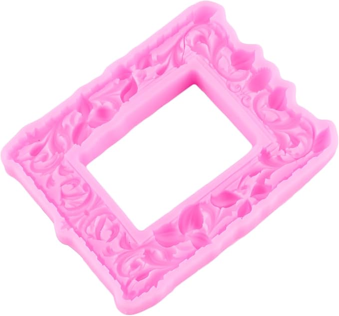 Mujiang Photo Frame Fondant Mold Picture Frame Silicone Mold Vintage Frame Molds for Cake Decorating Cupcake Topper Chocolate Candy Polymer Clay Set Of 4