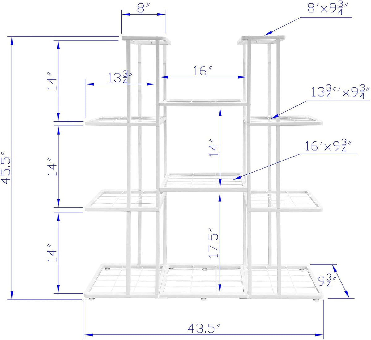 4 Tier 11 Potted Metal Large Plant Stand for Indoor Outdoor Flower Pot Display Planter Shelf, White