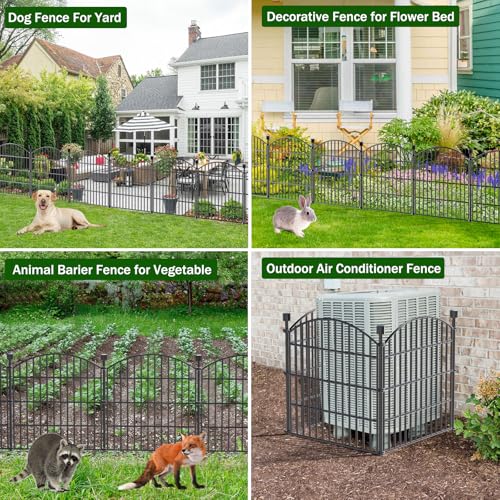 5 Panel No Dig Decorative Garden Fence 24" H x 10'L Outdoor Dog Barrier (20 Sq Ft)
