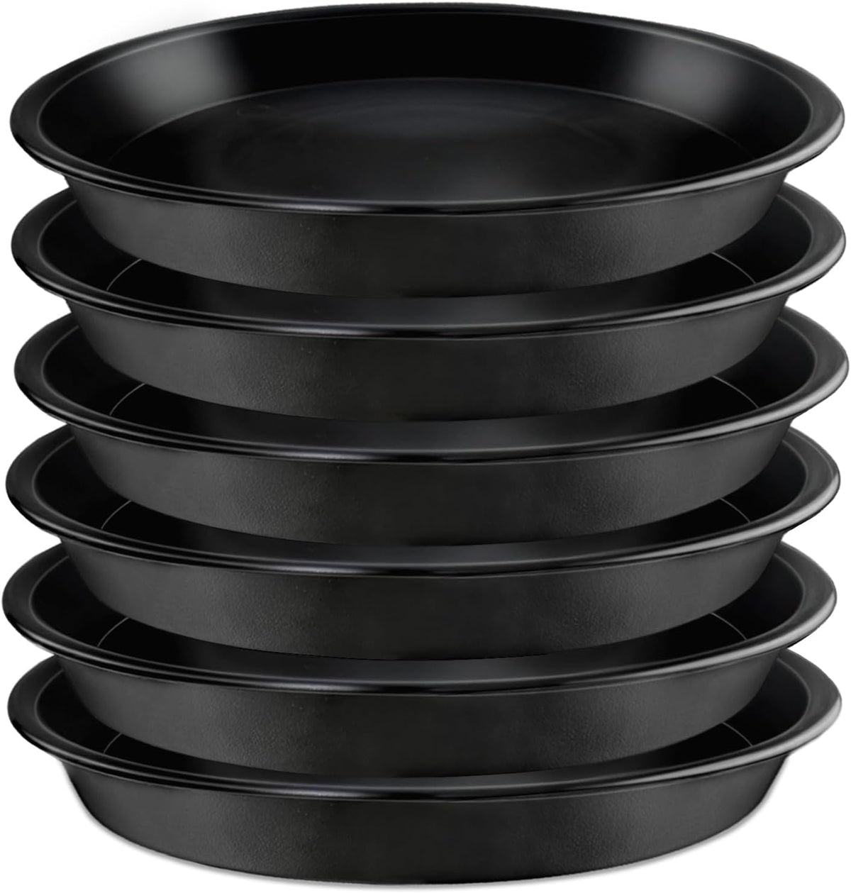 6 Pack 10 Inch Black Round Plant Saucers, Thick PP Plastic Pot Trays for Large Planters, Durable Flower Pot Water Catcher Plates & Drip Trays for Indoor Outdoor Gardening