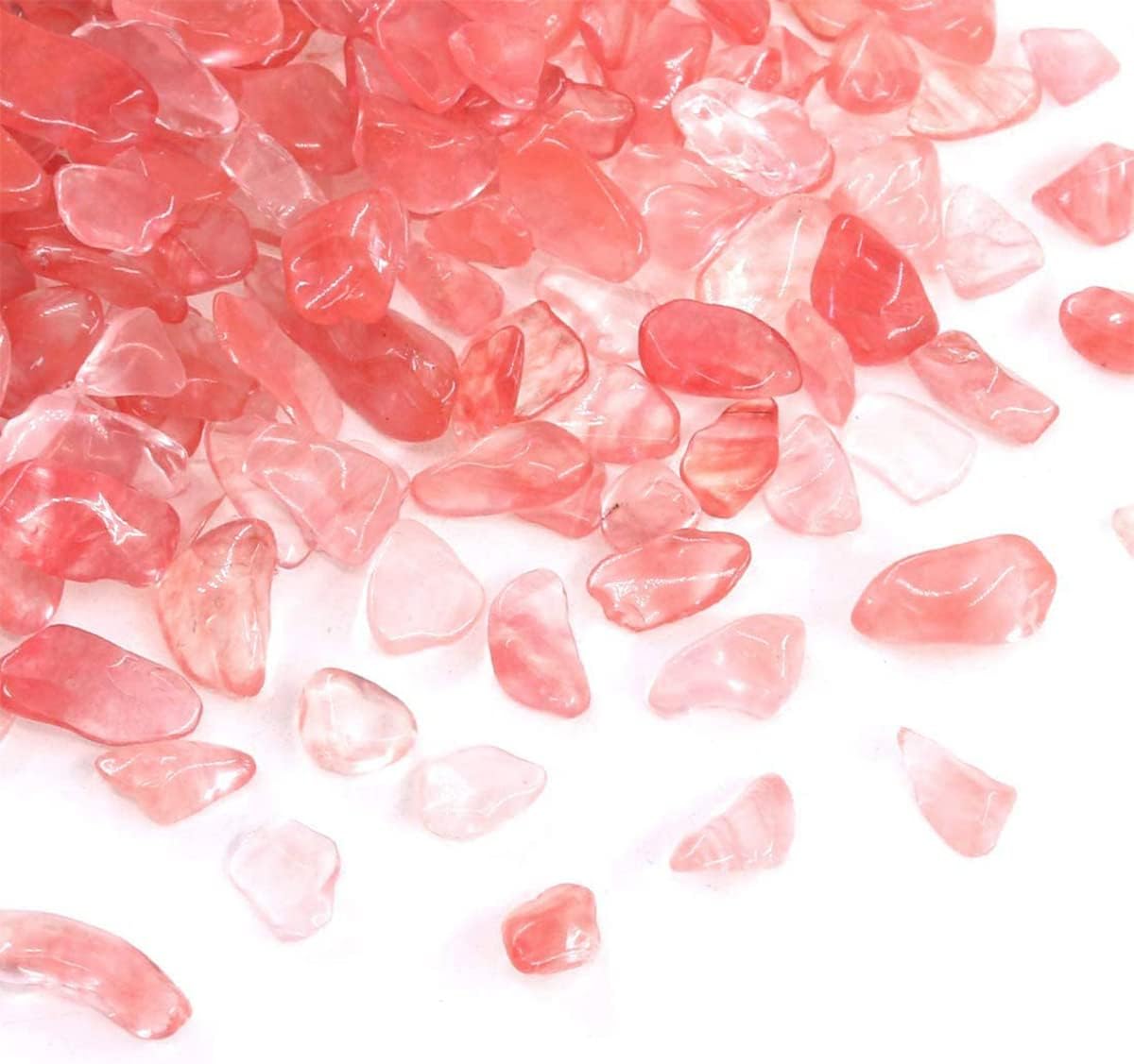 WAYBER Decorative Pebbles, 2 Lbs/920g (Fill 2 Cups) Pink Crystal Quartz Stones Irregular Rock Gravel for Aquarium Turtle Tank Decoration/Succulent Plant Landscape/Flowerpot Vase Ornament