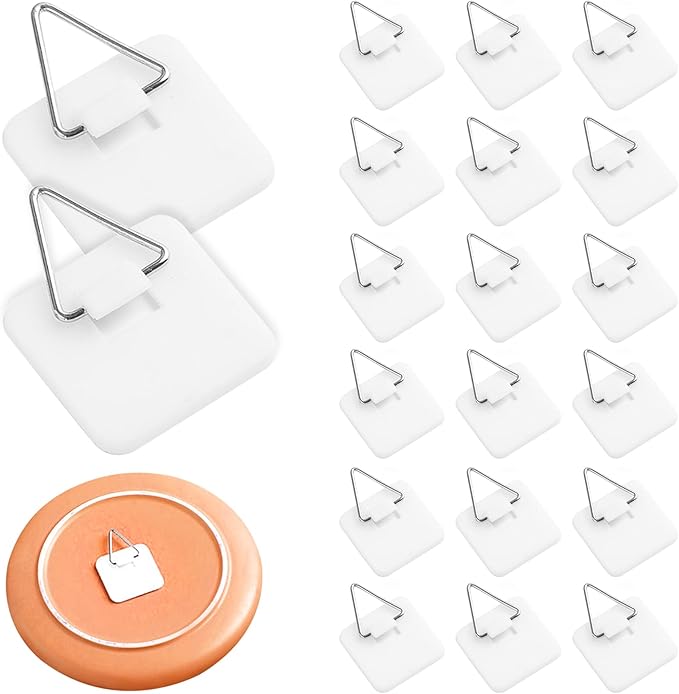 CoguZed 20-Pack 1.25 Inch Invisible Adhesive Plate Hanger Set - Vertical Plate Holders for Wall