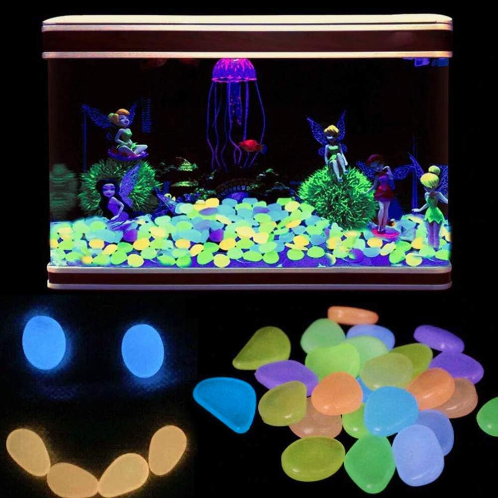 Oubest Glow in The Dark Pebbles/Glow Stones/Glowing Rocks Blue Decor for Garden/Fish Tank/Aquarium/Walkway/Driveway/Plant Pots/Bonsai (500, Multi-Colored)