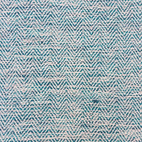 Nate 20" Wide Square Pouf in Light Teal Handwoven Cotton