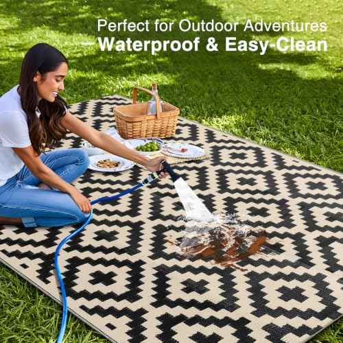 Outdoor Rug 4x6 ft Waterproof Reversible Mat