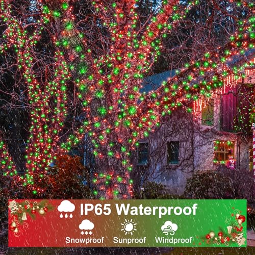 Red and Green Christmas Lights Outdoor