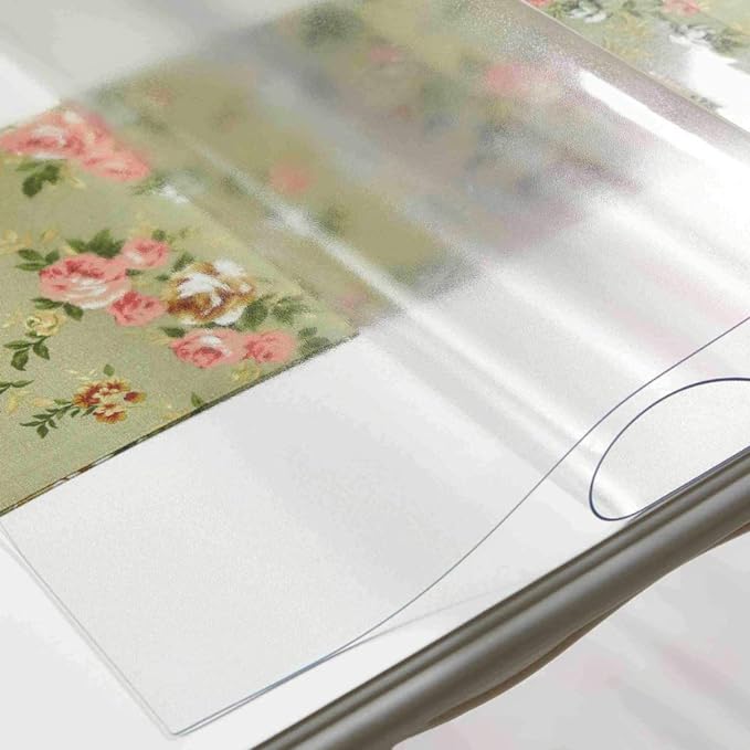 NECAUX Custom 32 x 40 Inch Frosted Table Cover Protector, 1.5mm Thick Plastic Scratch Resistent Heavy Duty Desk Pad Mat Non-Slip Tablecloth Protector for Coffee Table Sofa Table Media Stand Dressers