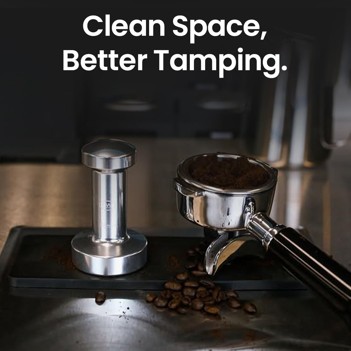 Rattleware Premium Black Espresso Tamping Mat 8.75" x 3" – Dense and Durable Non Slip Rubber – Heat Resistant Countertop Protection – Barista Coffee Station Essentials