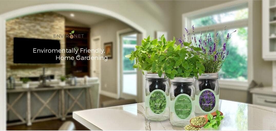 Hydroponic Herb Growing Kit, Self-Watering Mason Jar Herb Garden Starter Kit Indoor, Windowsill Herbs Garden, Grow Your Own Herbs from Organic Seeds (Thai Basil)