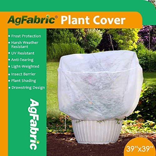 Agfabric Plant Covers Freeze Protection H39 xDia39 0.9oz Freeze Cloths for Plants,Plant Frost Protection Covers Drawstring Bags Shrub Jacket,White