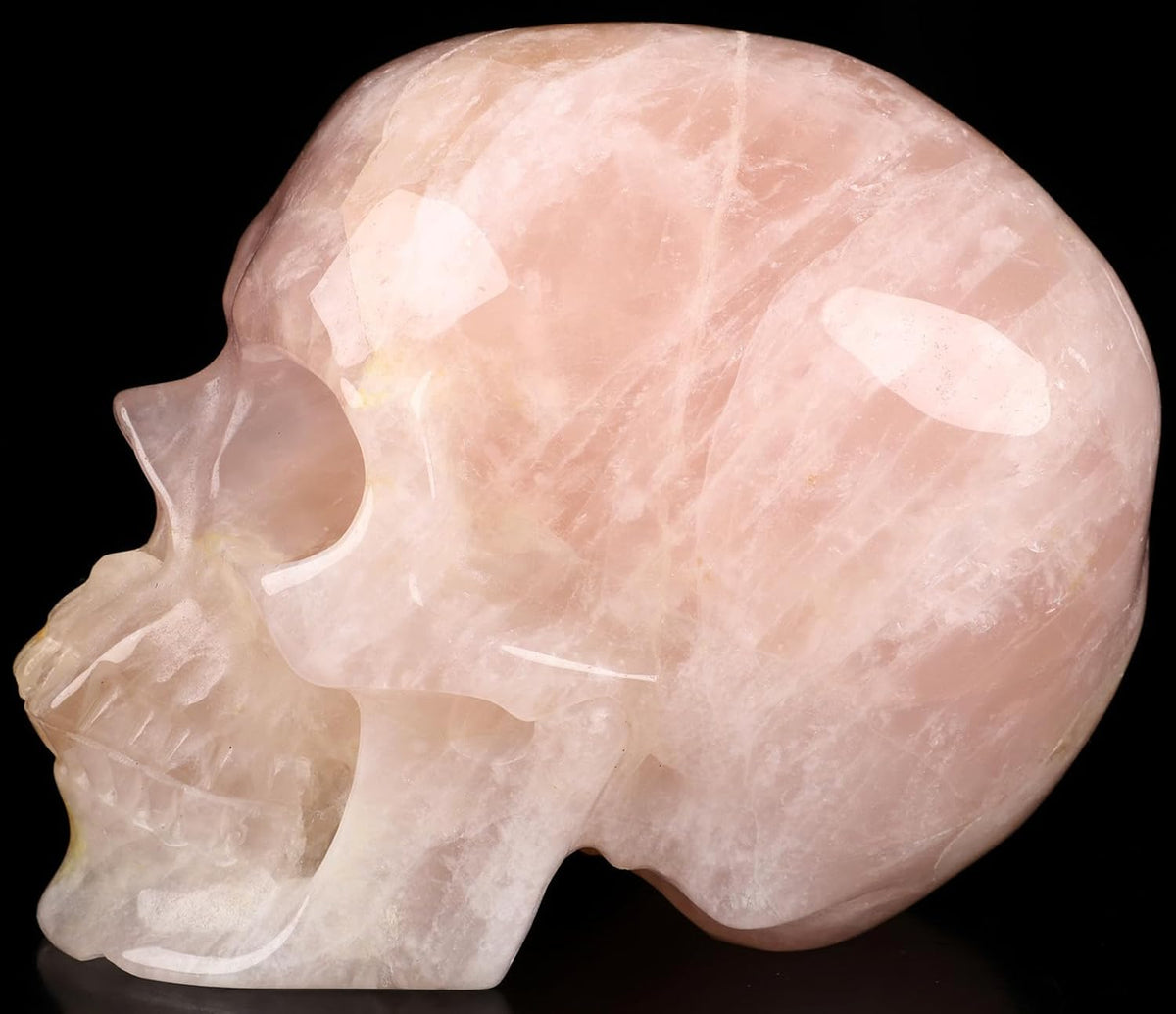 Skullis 5.0" Rose Quartz Hand Carved Crystal Skull, Super Realistic, Crystal Healing, Hand Carved Gemstone Fine Art Sculpture, Reiki Healing Stone Statue.2834