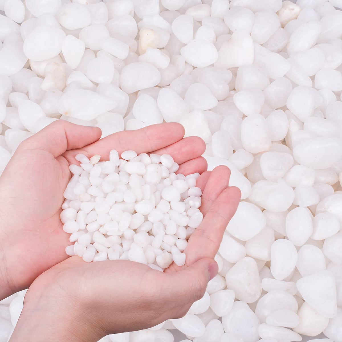 HOT SEAL 2.0 LB White Aquarium Gravel Pebbles 3/8", Natural Decorative Aquarium Substrate Small River Rocks, Mini Pebbles Stone for Fish Tank, Aquatic Plant Bonsai, Hydrophyte