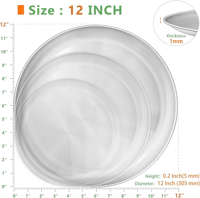 Kevenal Stainless Steel Pizza Pans 12 inch, Pizza-Pan for Oven, Steel Pizza Tray, Round Pizza Plate Set of 1