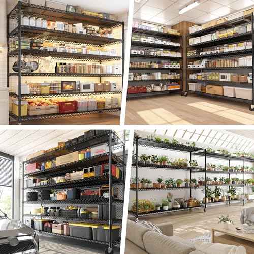 6 Tier Wire Shelving Units with Wheels (2 Count)