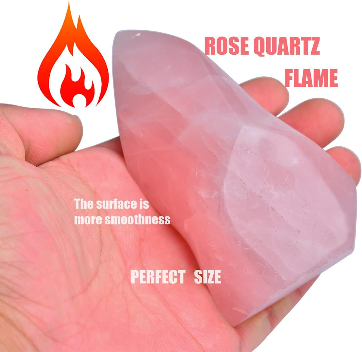 AMOYSTONE Rose Quartz Crystal Stones Energy Flame Tower Chakra Healing Stone Home Decoration 0.6-1.0LB