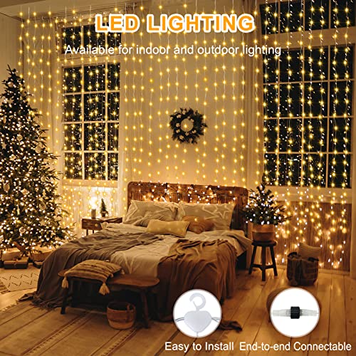 10x10Ft Curtain Lights 300 LED Dual Color Changing Lights with Timer Remote (300 Count)