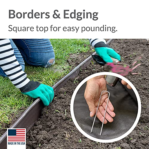 Garden Stakes 6 Inch 11 Gauge Galvanized Steel Landscape Staples (1000 Count)