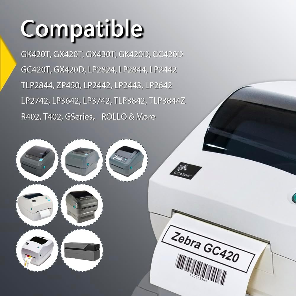 BETCKEY - 4" x 2.5" Shipping & Multipurpose Labels Compatible with Zebra & Rollo Label Printer,Premium Adhesive & Perforated[Yellow, 6 Rolls, 3720 Labels]
