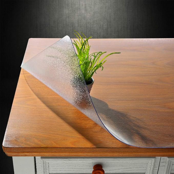 NECAUX Custom 16 x 32 Inch Frosted Desk Cover Protector, 1.5mm Thick Plastic Heavy Duty Table Pad Desk Mat Desk Protector for Office Computer Writing Desk, Side Table, End Table, Night Stand, Dresser