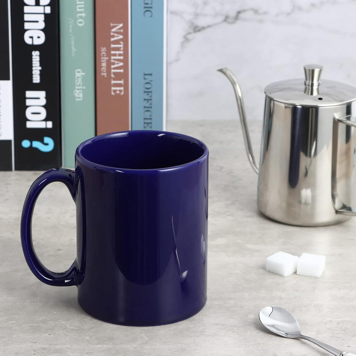 Large Coffee Mugs, 22 OZ(650ml) Extra Coffee Mug Set of 2, Smooth Ceramic Boss Cups, Big Capacity and Large Handle, for Dad Men, Blue