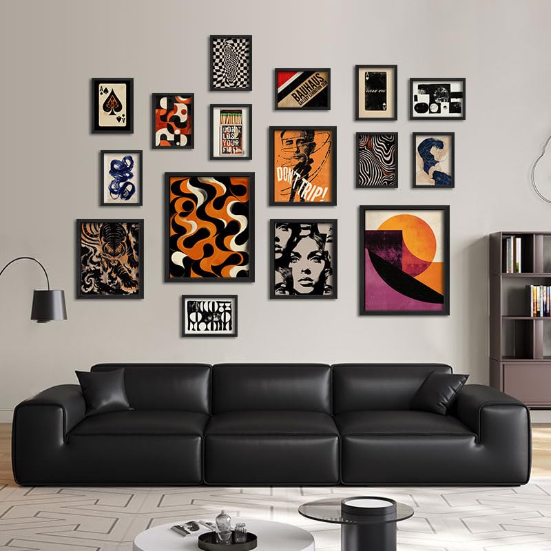 16 PCS Framed Retro 70s Wall Art Decor (16 Count)