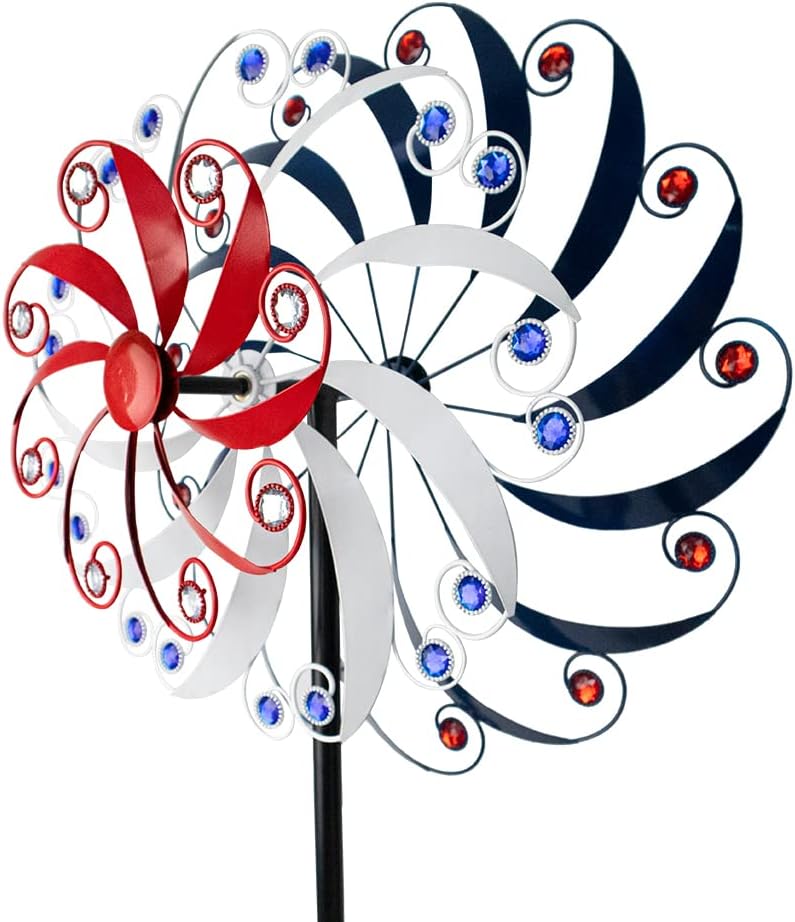 DREAMYSOUL Large Wind Spinners 20" Dia, Metal Patriotic Wind Sculpture Spinner Yard Art for Outdoor Garden Patio Decor