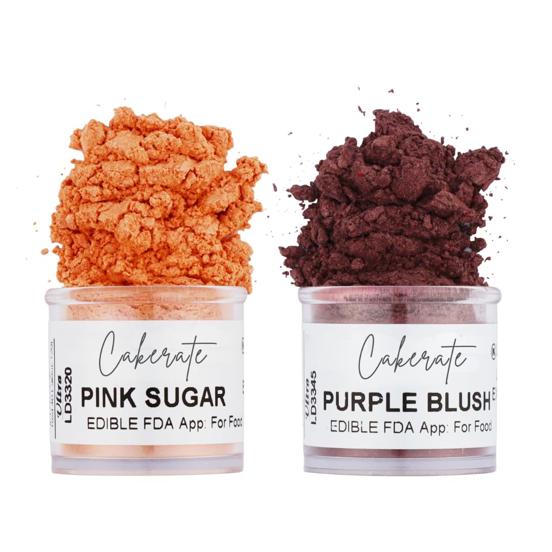 Pink Sugar & Purple Blush Luster Dust for Baking (2 Pack) – Edible Glitter for Cake Decorating, Fondant, Cupcakes, Drinks & Desserts – Kosher, Vegan, Food-Safe Luster Dust - 2 grams, Highly Concentrated