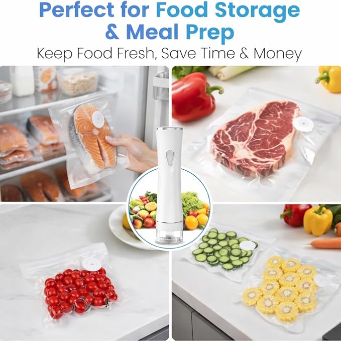 Preserve Compact Vacuum Sealer for Food (Vacuum Sealer Machine + 30 Reusable Vacuum Bags) Powerful Handheld Vacuum Sealer Machine, Seal Meal Saver, Portable Food Sealer